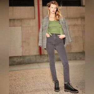 NWT MADEWELL Stovepipe High Rise Straight Slim Jean Sz 25 Raw Hem